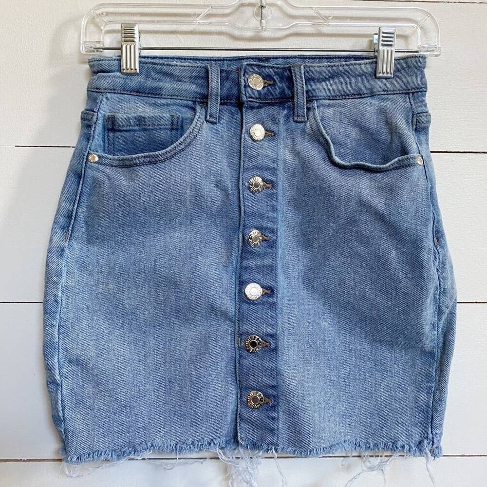 GUESS Joanna MR Mini‎ Skirt Indigo Acid Wash Denim Women Small Y2K